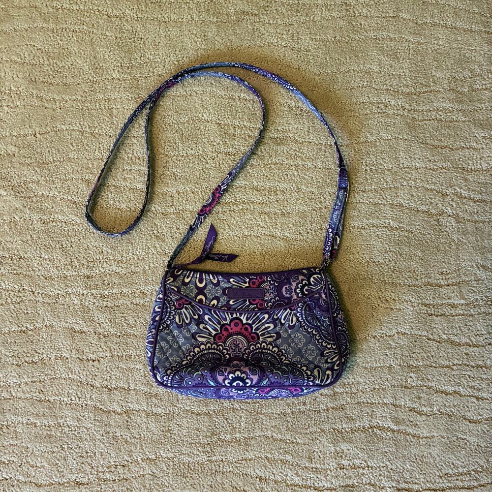 Vera Bradley Small Crossbody Lilac Tapestry Purse Quilted Floral Whimsical